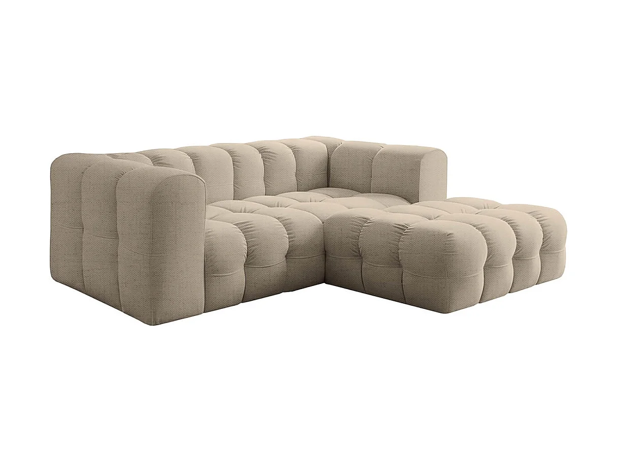 Canapé d'angle droit 3 places en tissu beige MILOE