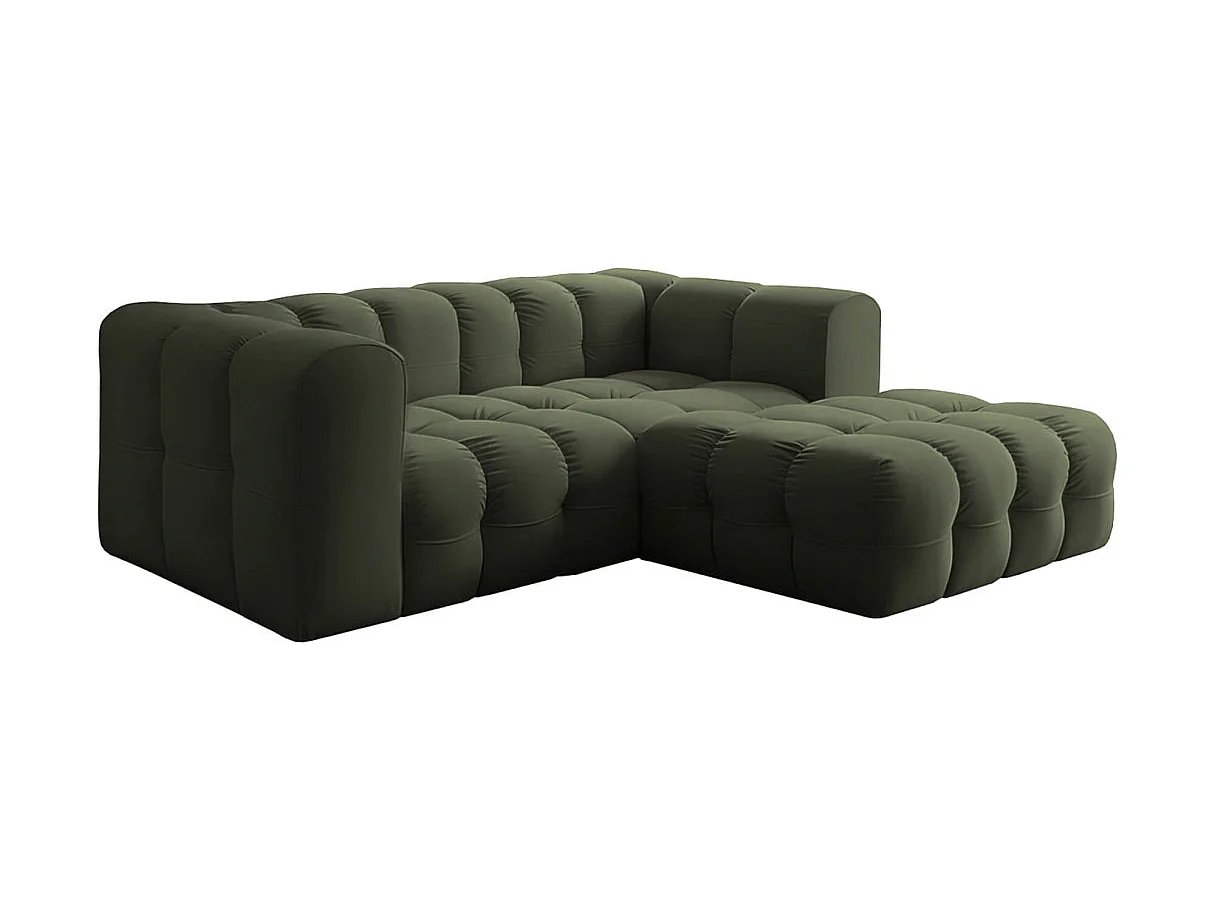Canapé d'angle droit 3 places en velours vert MILOE