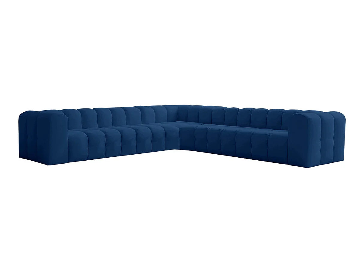 Canapé d'angle 8 places réversible en velours bleu MILOE