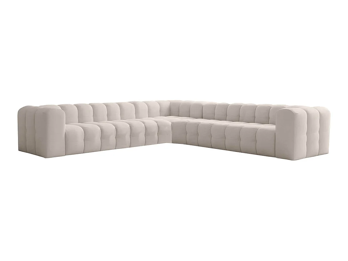 Canapé d'angle 8 places réversible en velours blanc MILOE