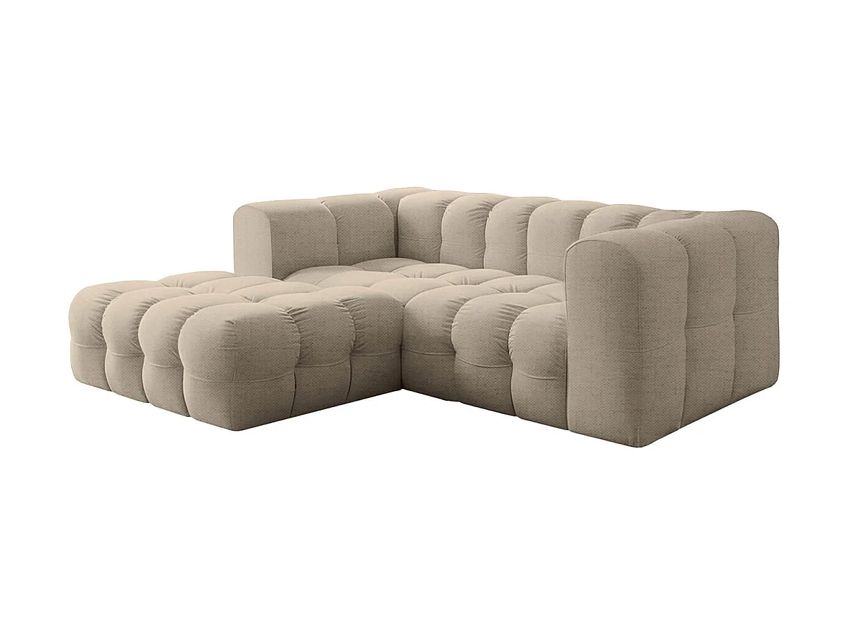 Canapé d'angle gauche 3 places en tissu beige MILOE