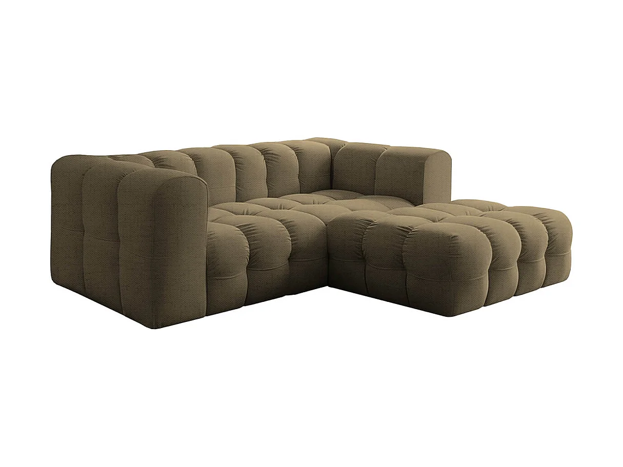 Canapé d'angle droit 3 places en tissu vert MILOE