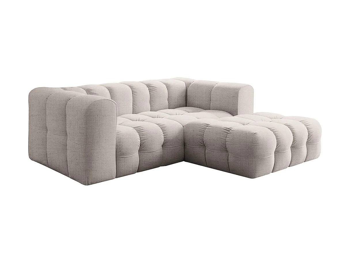 Canapé d'angle droit 3 places en tissu blanc MILOE