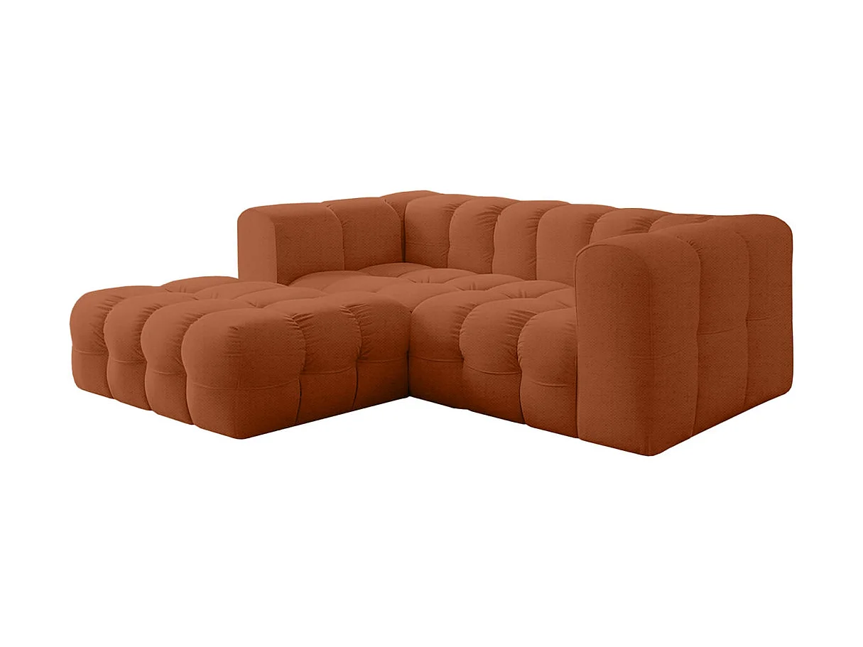 Canapé d'angle gauche 3 places en tissu terracotta MILOE