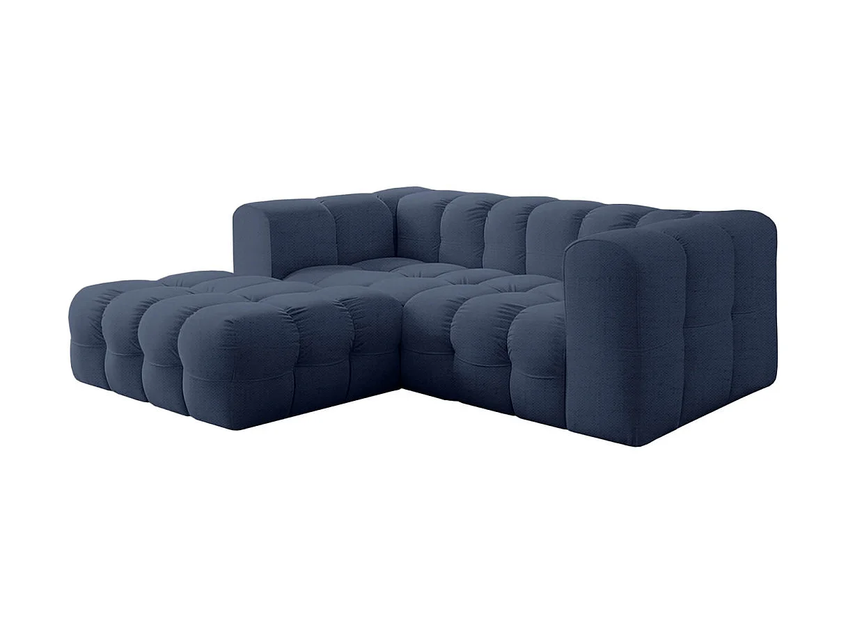 Canapé d'angle gauche 3 places en tissu bleu MILOE