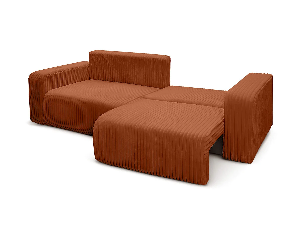 Canapé convertible 3 places en velours côtelé terracotta ALYA