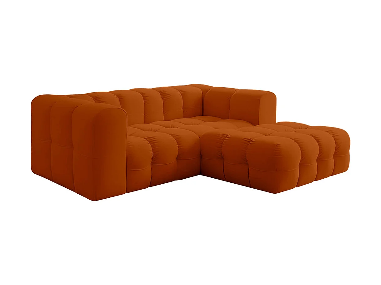 Canapé d'angle droit 3 places en velours terracotta MILOE