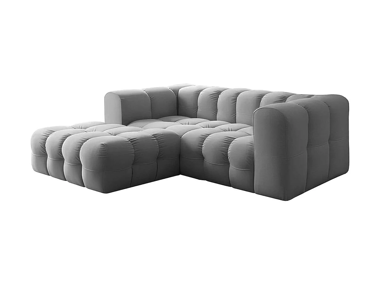 Canapé d'angle gauche 3 places en velours gris MILOE