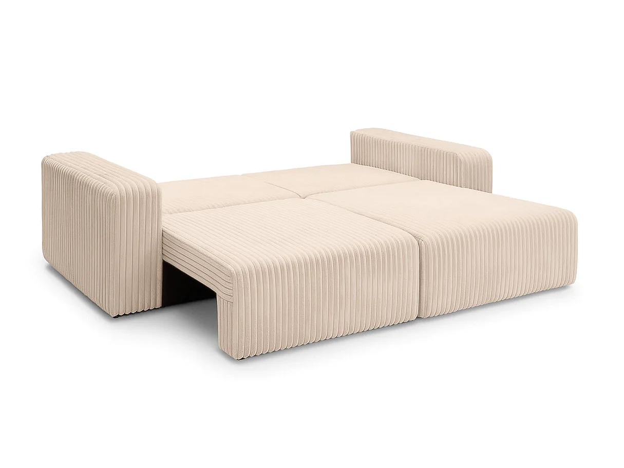 Canapé convertible 3 places en velours côtelé beige ALYA