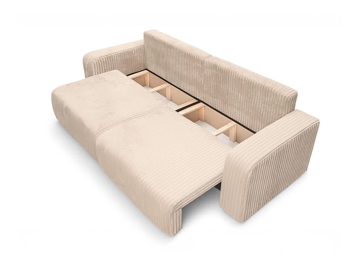 Canapé convertible 3 places en velours côtelé beige ALYA