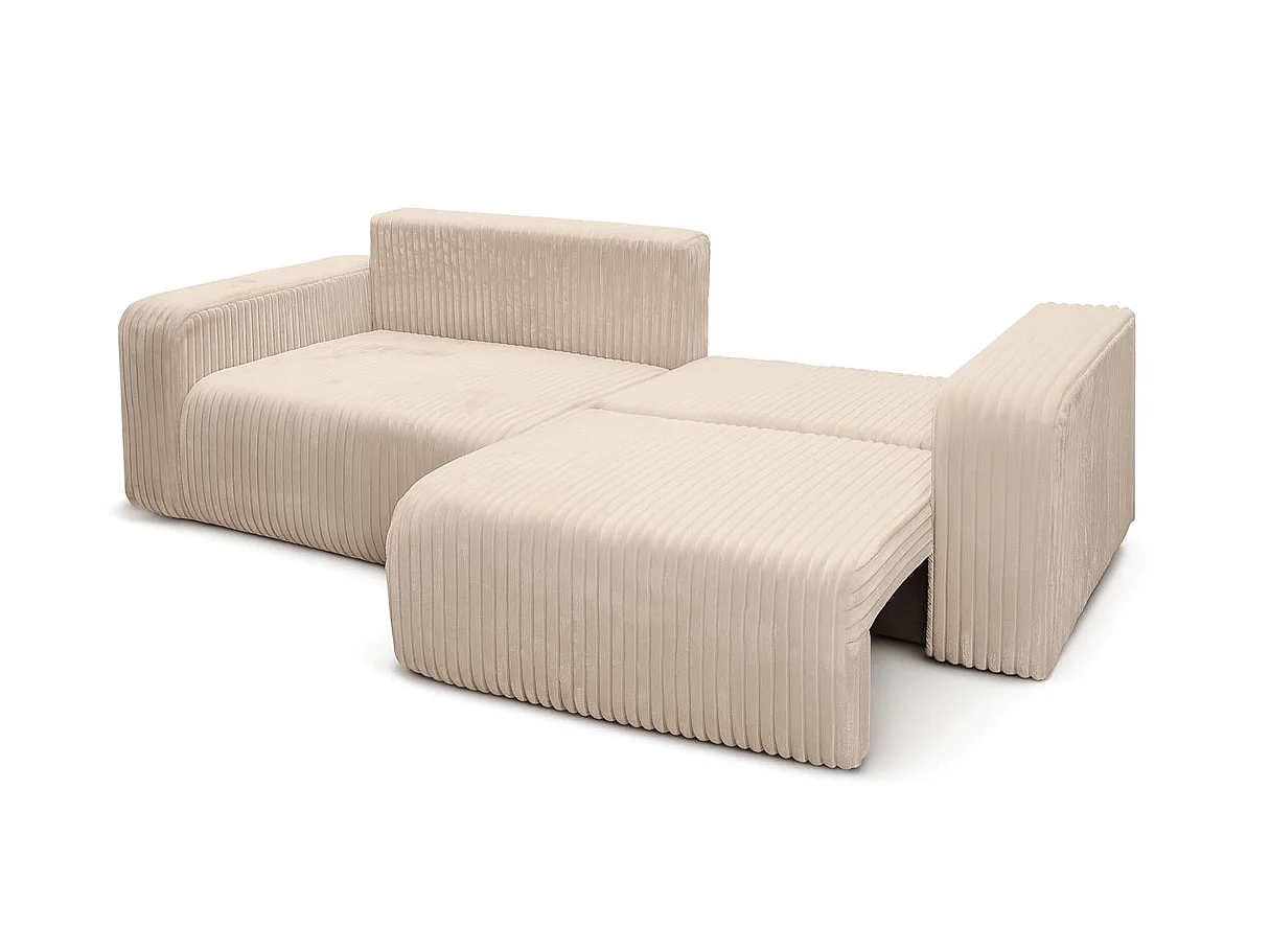 Canapé convertible 3 places en velours côtelé beige ALYA