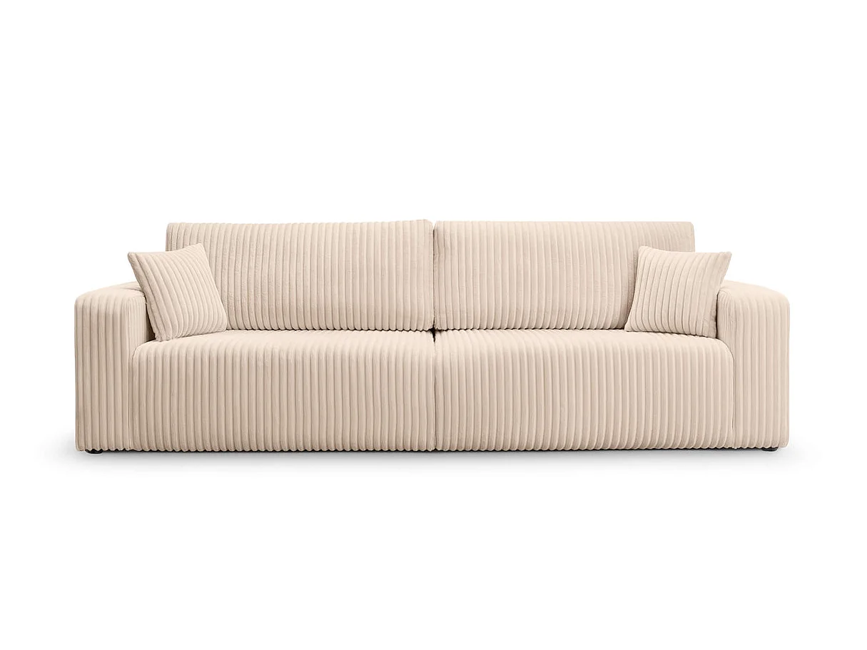 Canapé convertible 3 places en velours côtelé beige ALYA