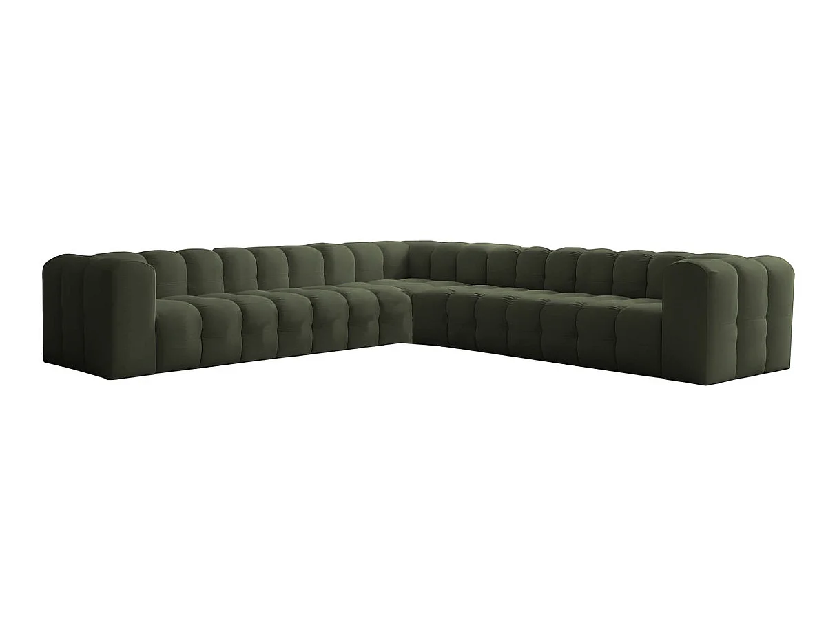 Canapé d'angle 8 places réversible en velours vert MILOE