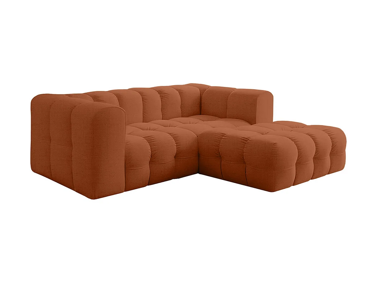 Canapé d'angle droit 3 places en tissu terracotta MILOE