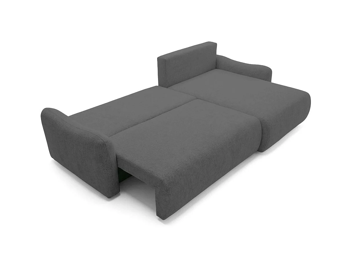 Canapé d'angle convertible 4 places réversible avec coffre en tissu gris anthracite APOLINE