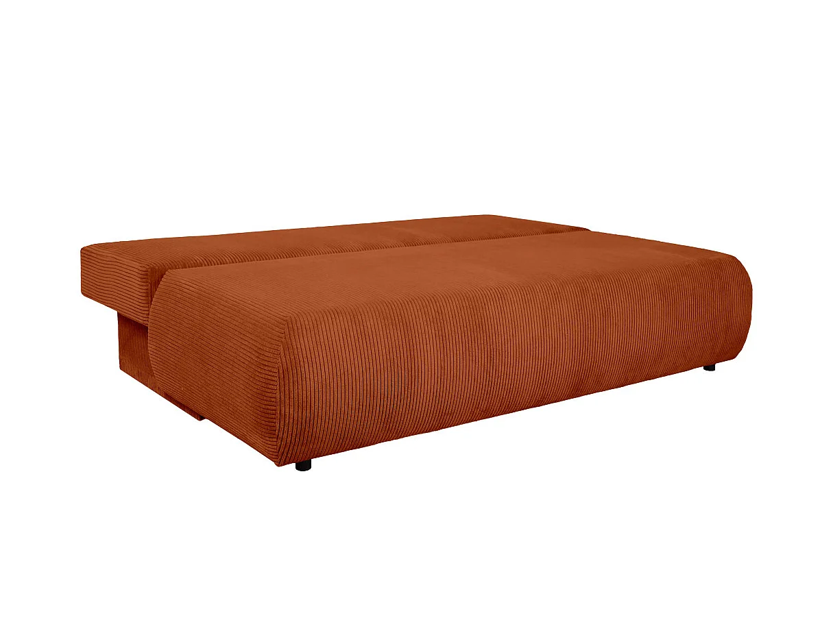 Canapé convertible 3 places avec coffre en velours côtelé terracotta VELUTO