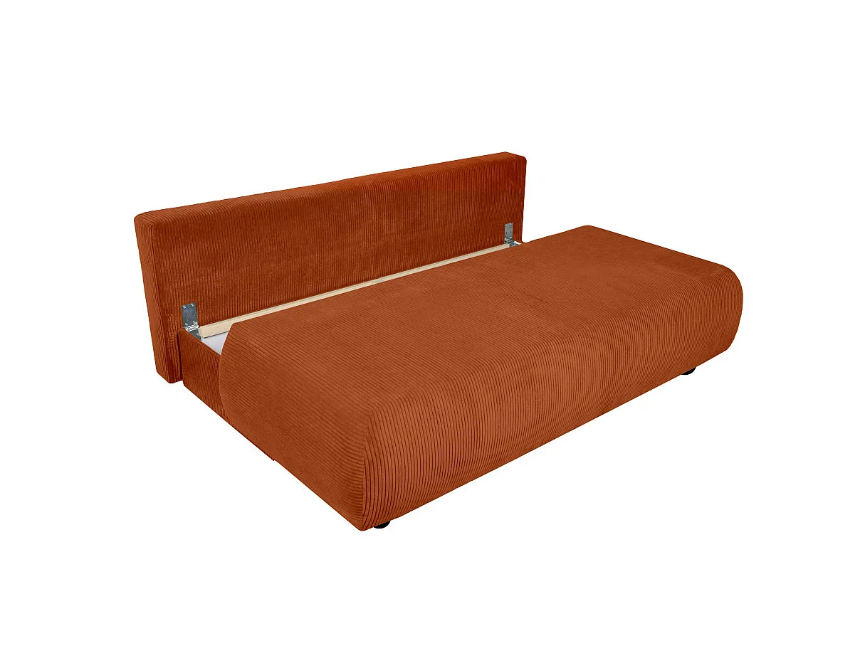 Canapé convertible 3 places avec coffre en velours côtelé terracotta VELUTO