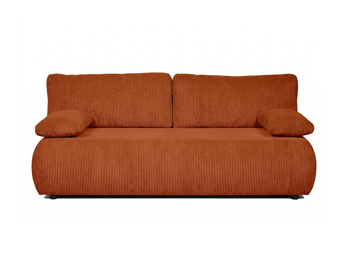 Canapé convertible 3 places avec coffre en velours côtelé terracotta VELUTO