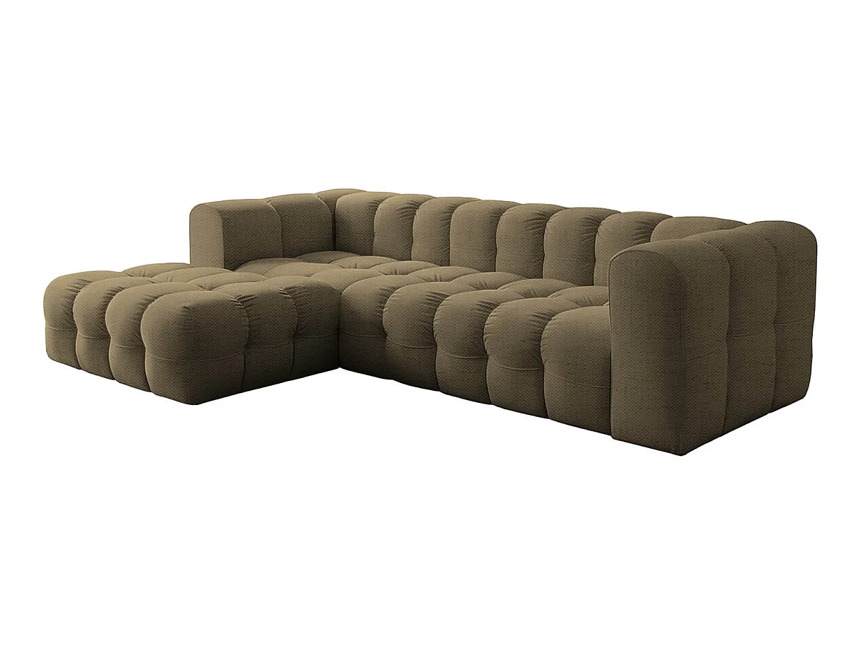 Canapé d'angle gauche 4 places en tissu vert MILOE