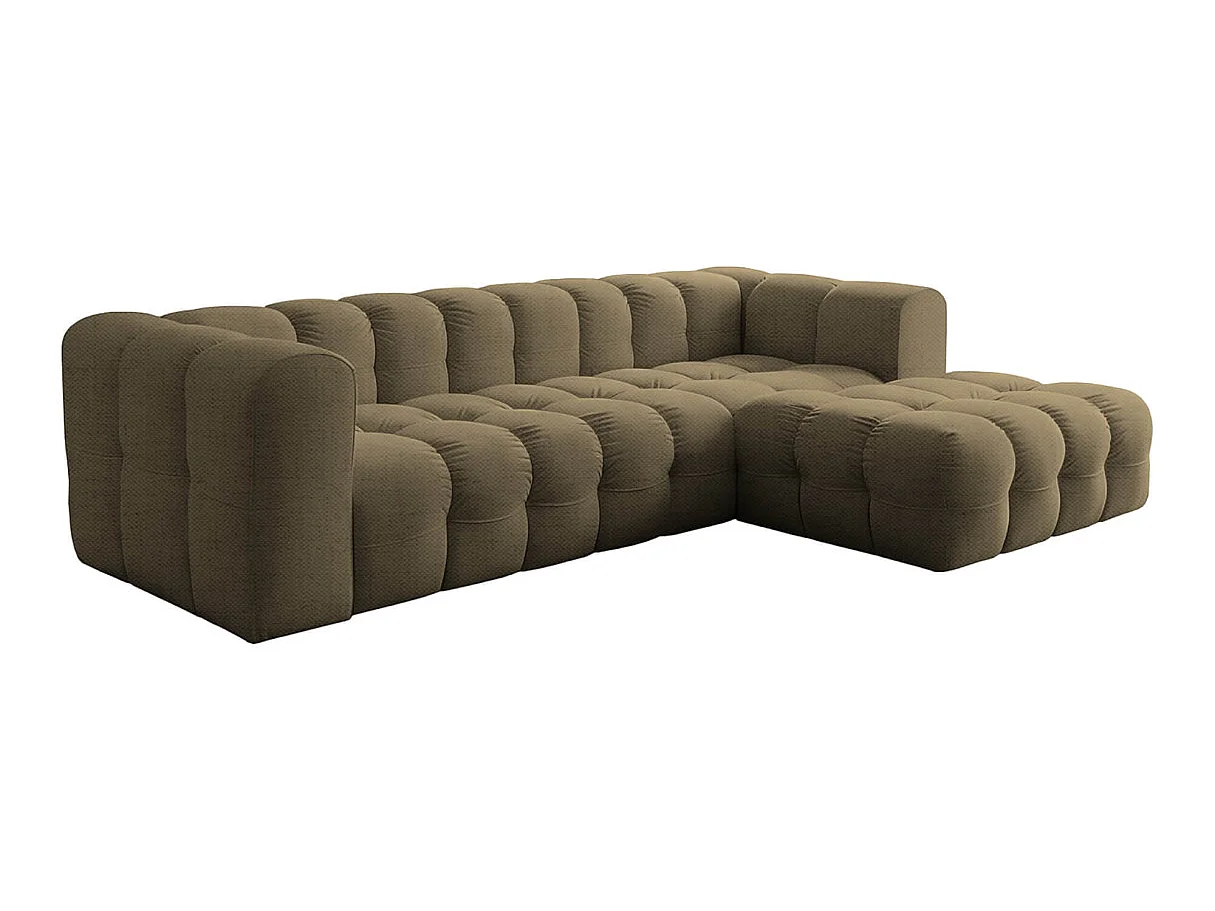 Canapé d'angle droit 4 places en tissu vert MILOE