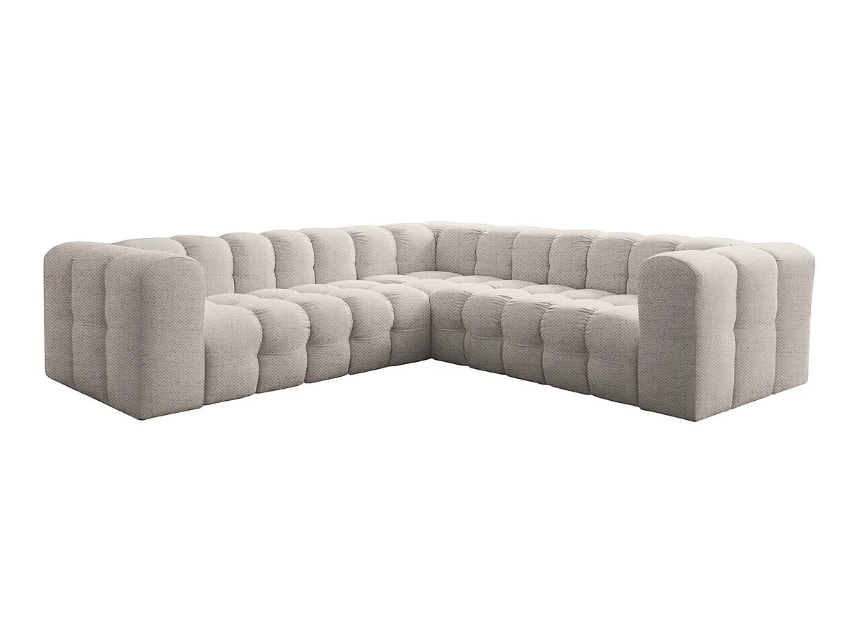Canapé d'angle 4 places réversible en tissu blanc MILOE