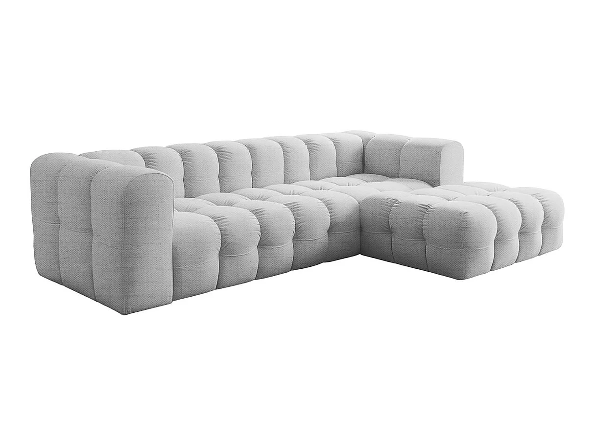 Canapé d'angle droit 4 places en tissu gris clair MILOE