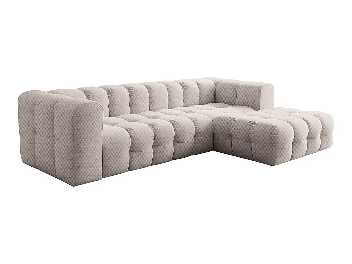 Canapé d'angle droit 4 places en tissu blanc MILOE
