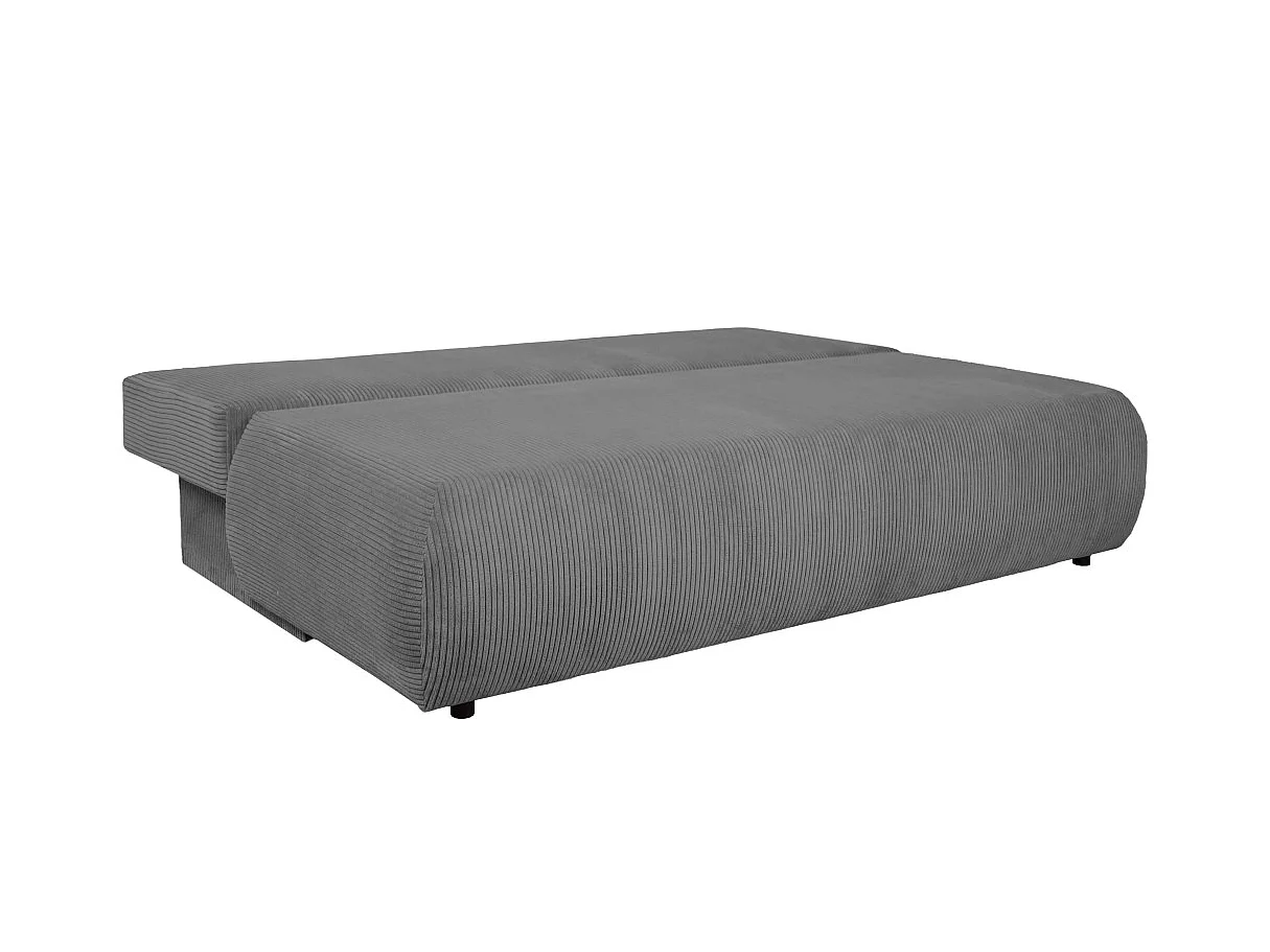 Canapé convertible 3 places avec coffre en velours côtelé gris anthracite VELUTO