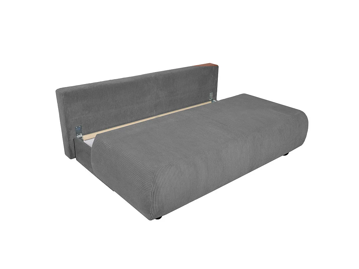 Canapé convertible 3 places avec coffre en velours côtelé gris anthracite VELUTO