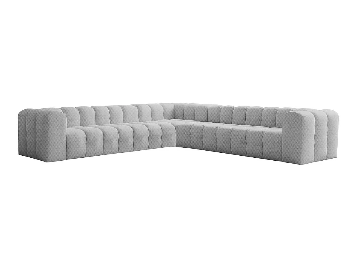 Canapé d'angle 8 places réversible en tissu gris clair MILOE