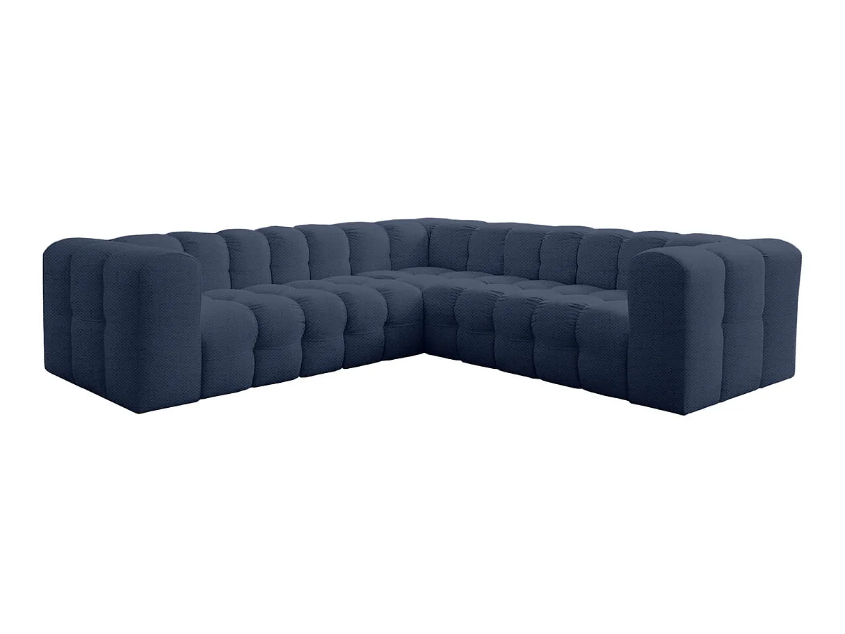 Canapé d'angle 4 places réversible en tissu bleu MILOE