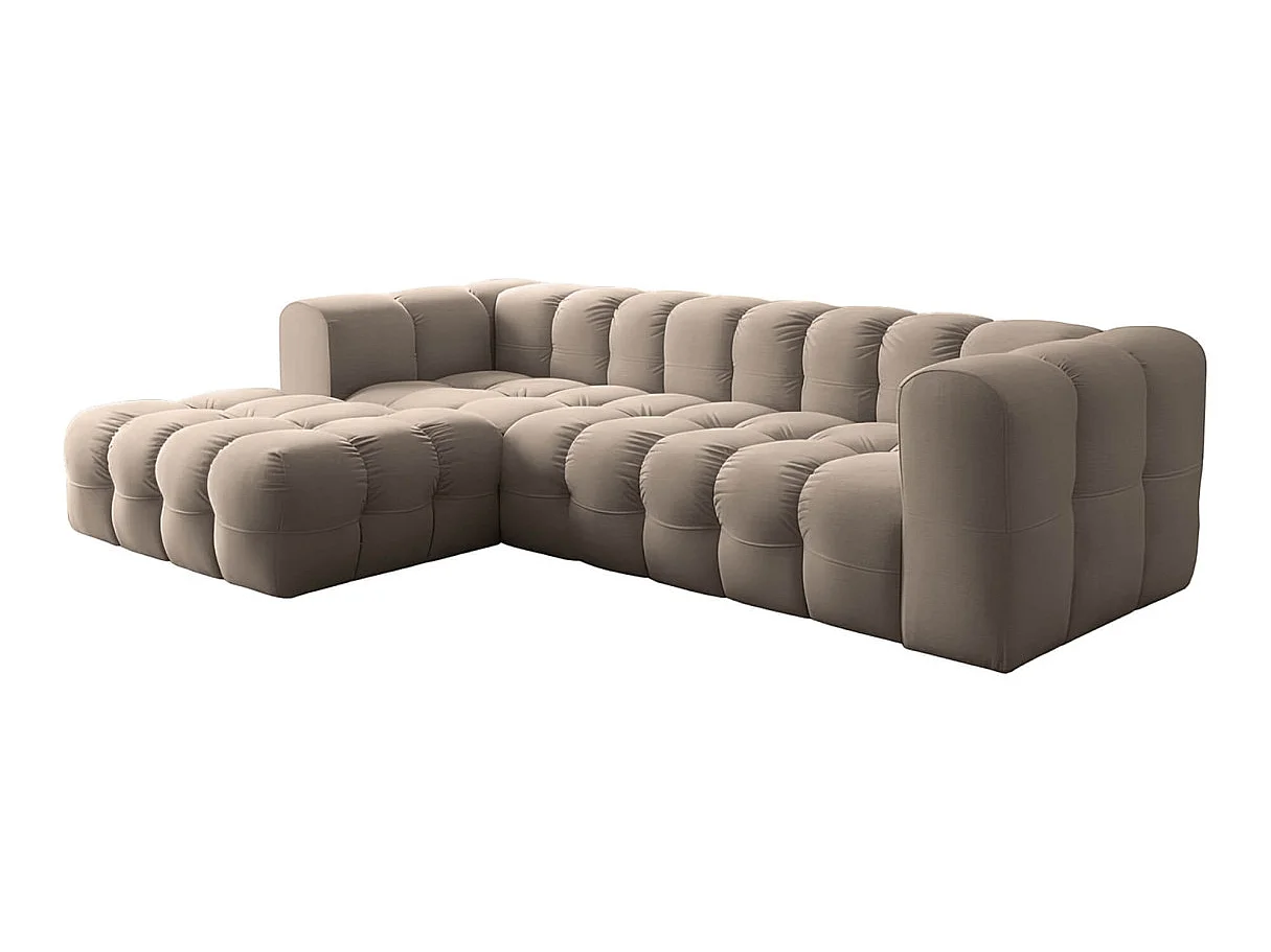 Canapé d'angle gauche 4 places en velours taupe MILOE