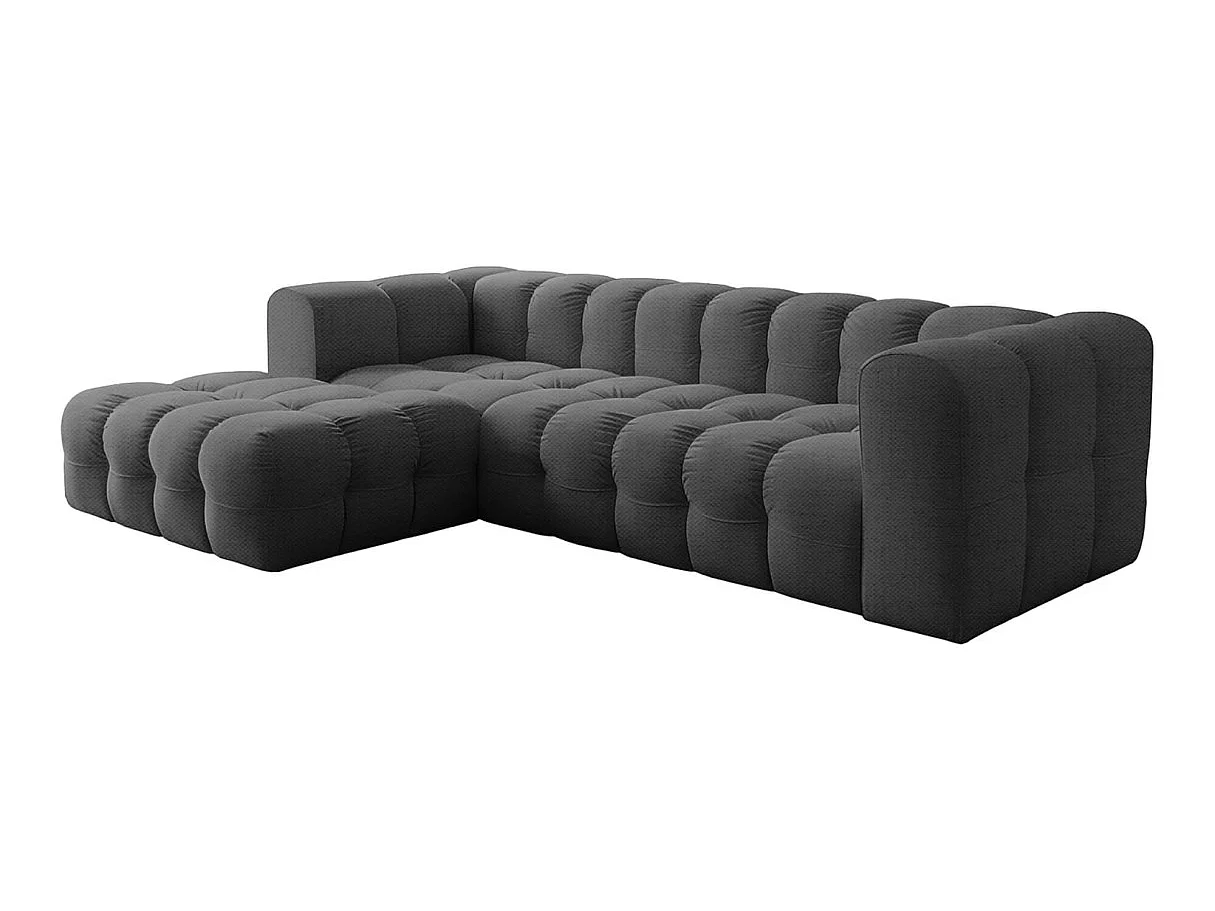 Canapé d'angle gauche 4 places en tissu gris anthracite MILOE