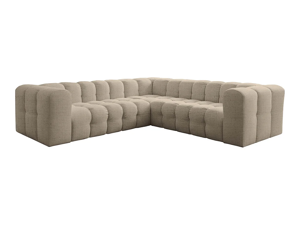 Canapé d'angle 4 places réversible en tissu beige MILOE