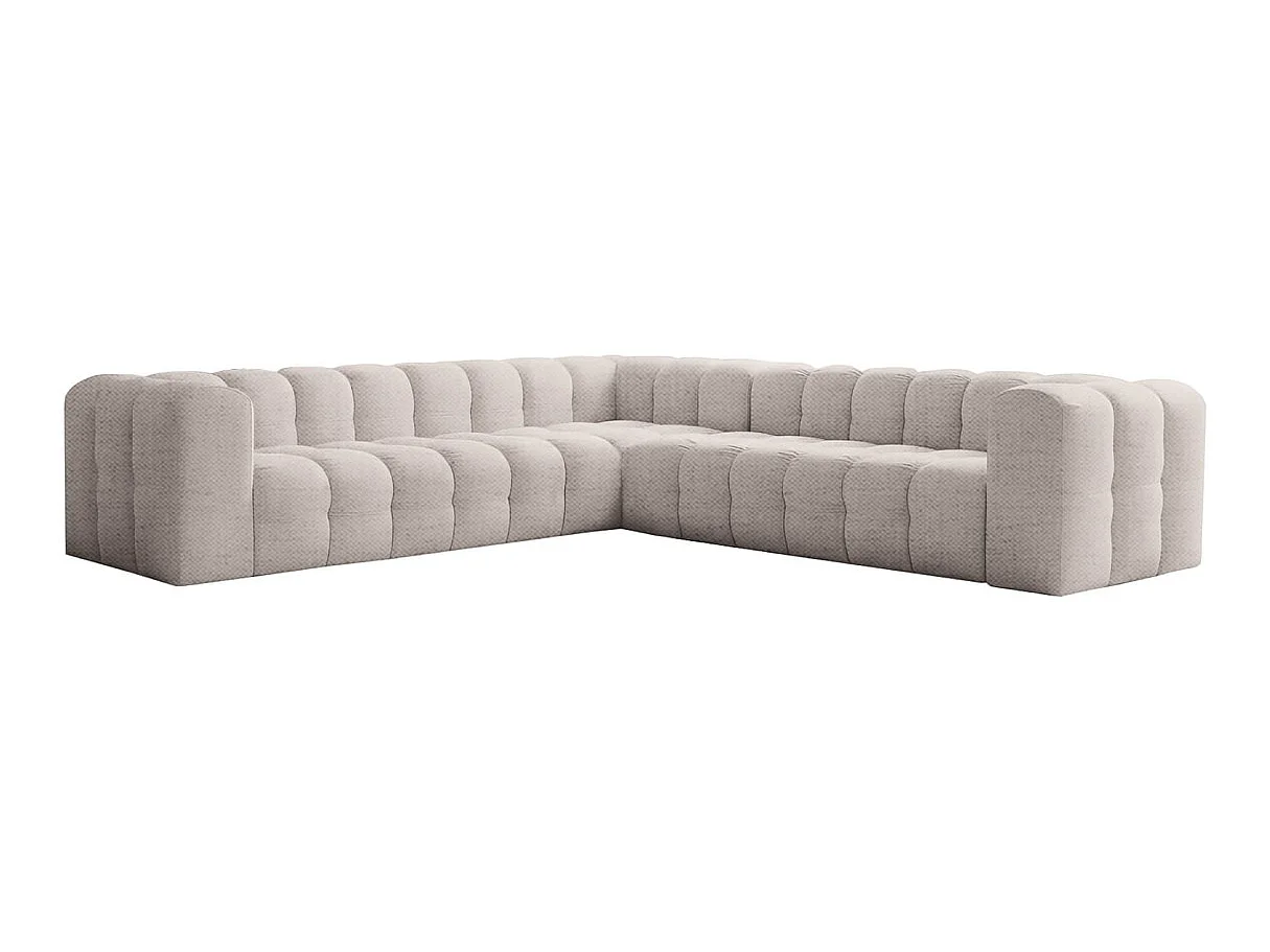 Canapé d'angle 6 places réversible en tissu blanc MILOE