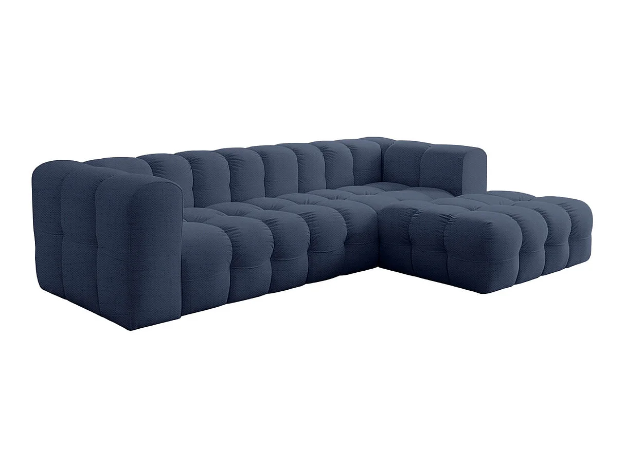 Canapé d'angle droit 4 places en tissu bleu MILOE