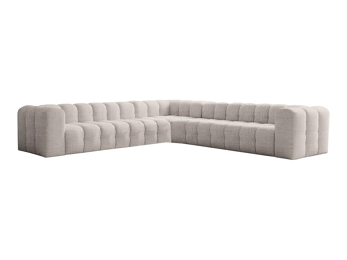 Canapé d'angle 8 places réversible en tissu blanc MILOE