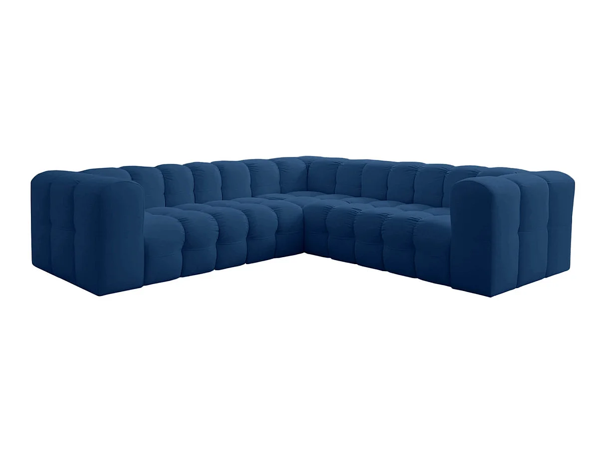 Canapé d'angle 4 places réversible en velours bleu MILOE
