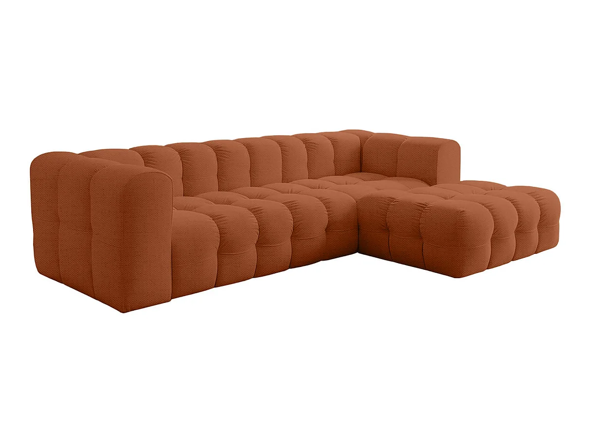 Canapé d'angle droit 4 places en tissu terracotta MILOE
