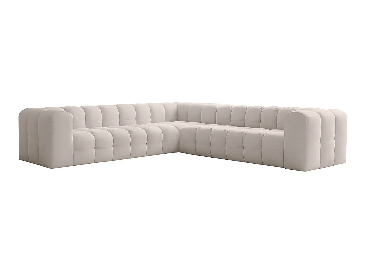 Canapé d'angle 6 places réversible en velours blanc MILOE