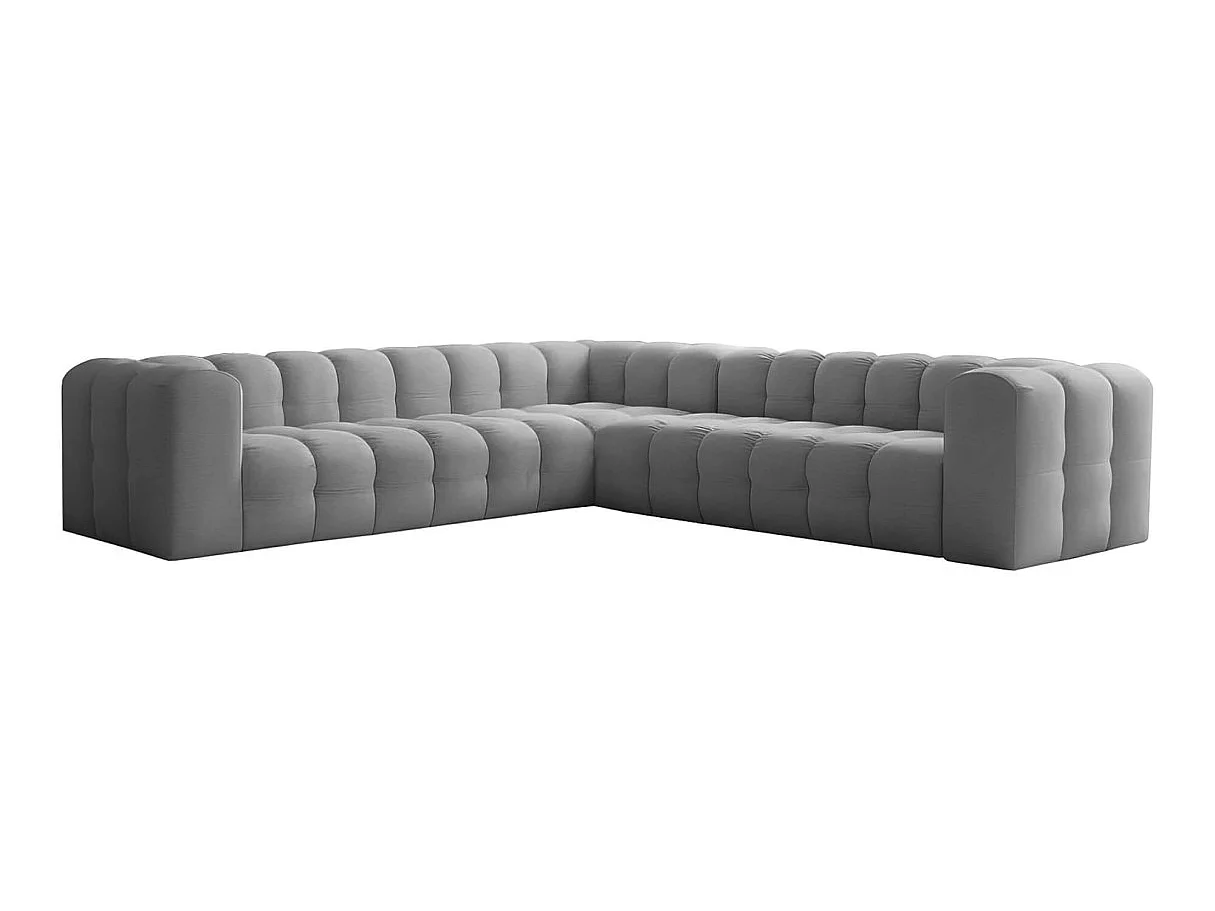 Canapé d'angle 6 places réversible en velours gris MILOE