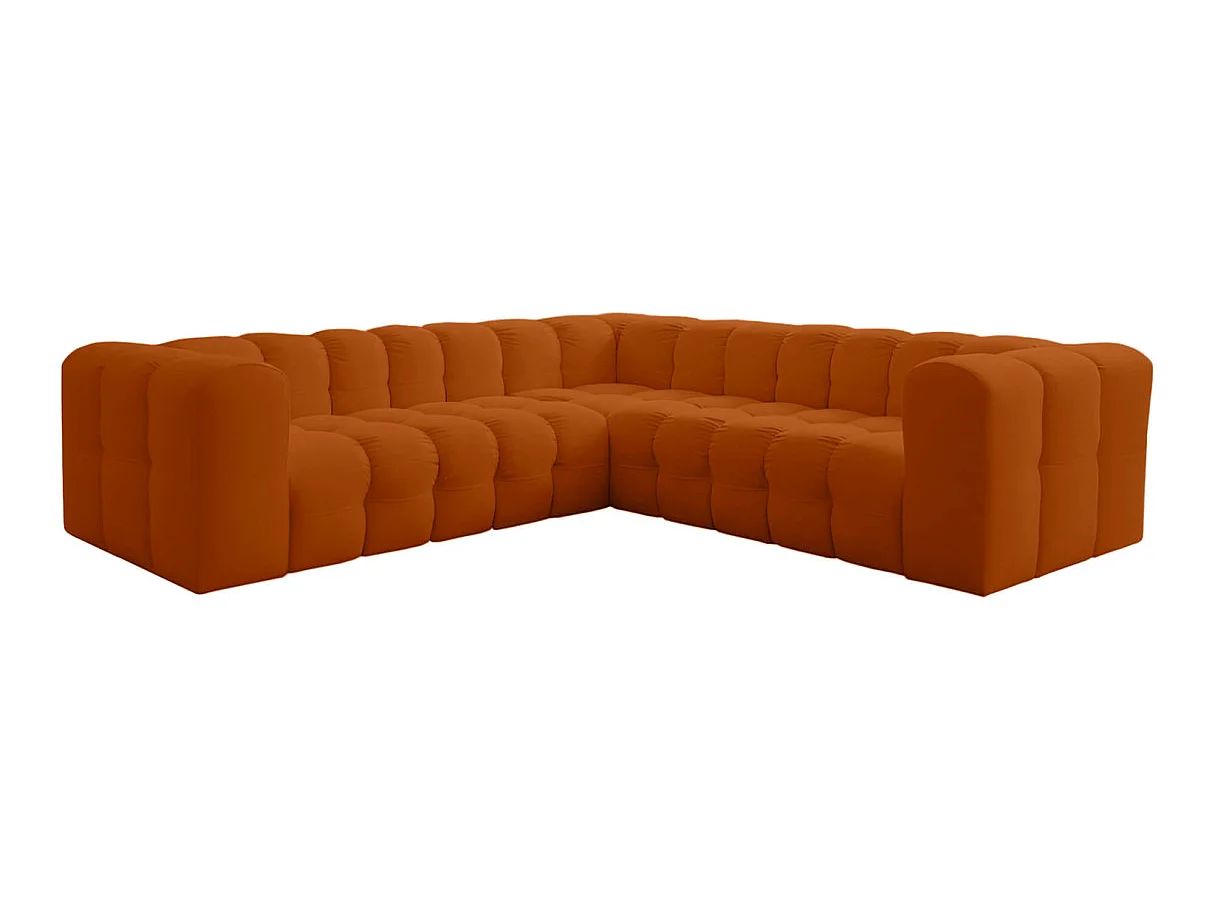 Canapé d'angle 4 places réversible en velours terracotta MILOE