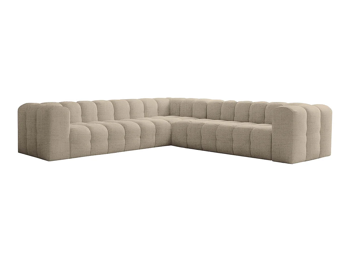 Canapé d'angle 6 places réversible en tissu beige MILOE