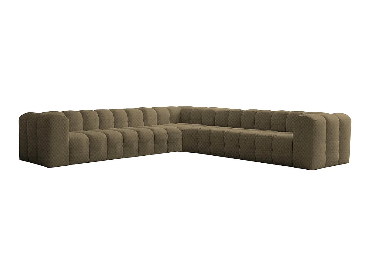 Canapé d'angle 8 places réversible en tissu vert MILOE