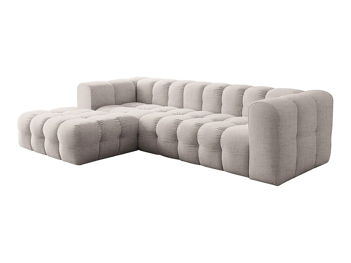 Canapé d'angle gauche 4 places en tissu blanc MILOE