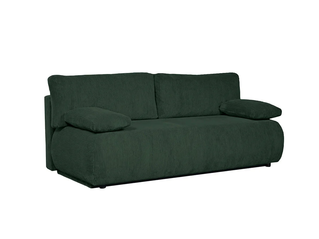 Canapé convertible 3 places avec coffre en velours côtelé vert VELUTO