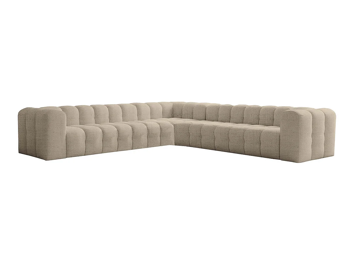 Canapé d'angle 8 places réversible en tissu beige MILOE
