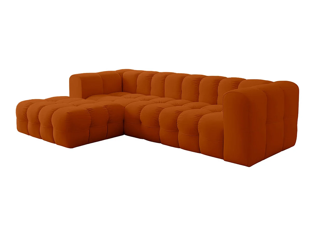 Canapé d'angle gauche 4 places en velours terracotta MILOE