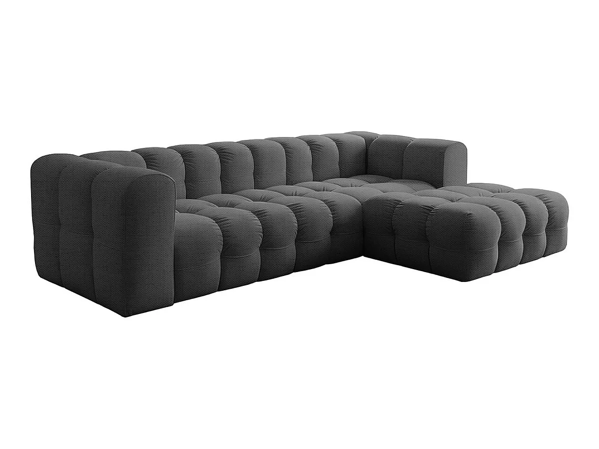 Canapé d'angle droit 4 places en tissu gris anthracite MILOE
