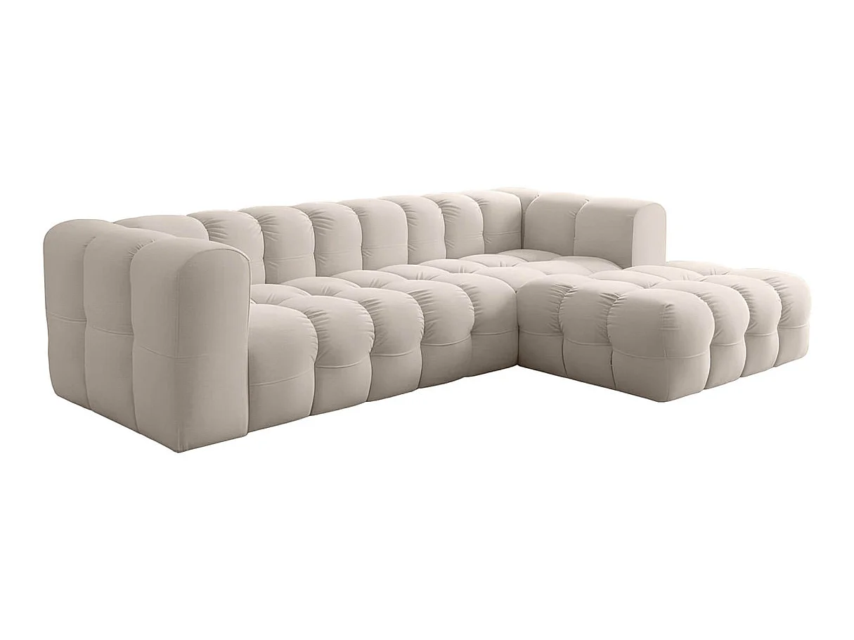 Canapé d'angle droit 4 places en velours blanc MILOE